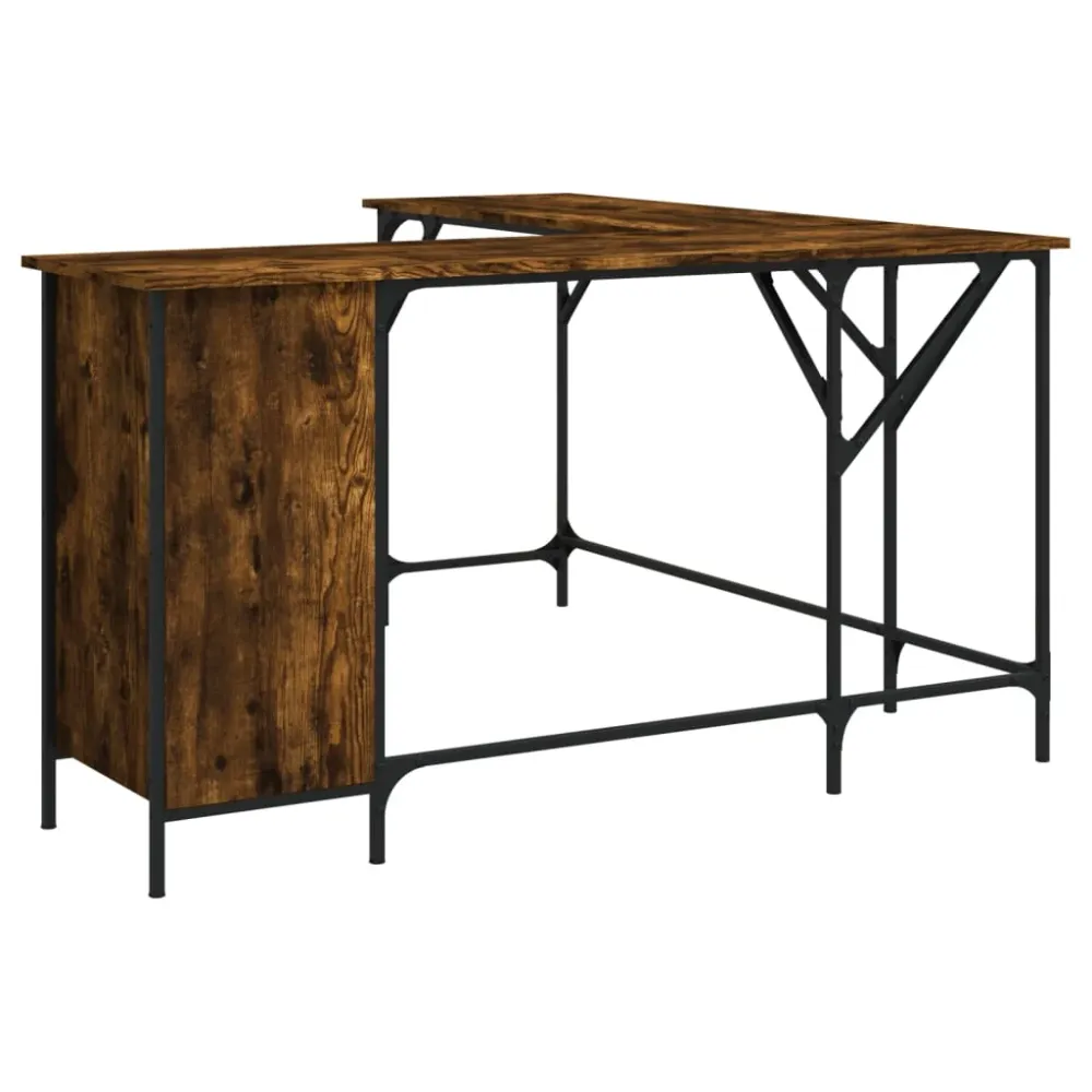 Professionnel - Bureau table poste de travail meuble d'ordinateur informatique étude chêne fumé 141 x 141 x 75 cm bois d'i...