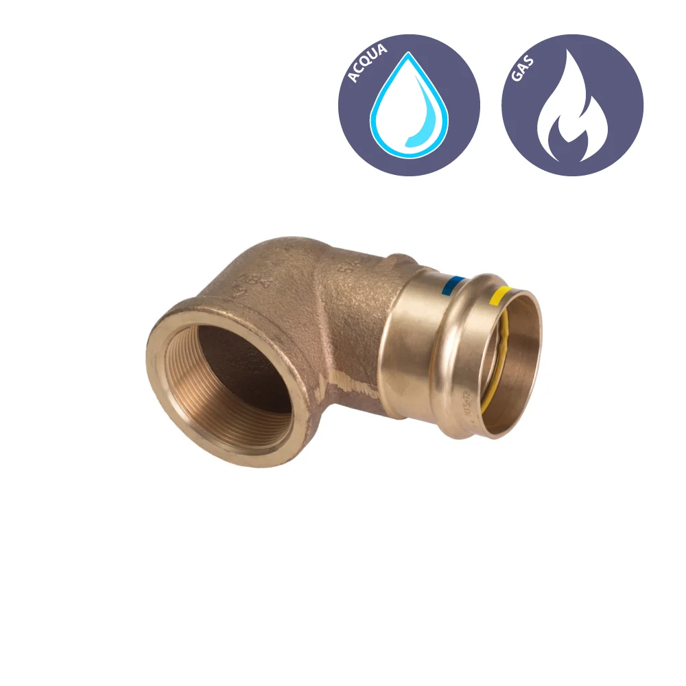 Professionnel - Gomito Femmina Pressare Filettato Femmina Bronzo 18 X 3/4"F