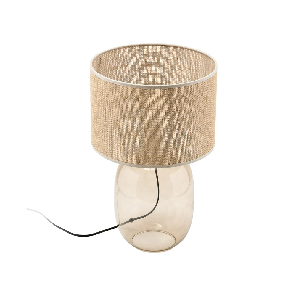 Présentoir à cartes Lampe à poser Melody, hauteur 48 cm, verre brun, jute naturel