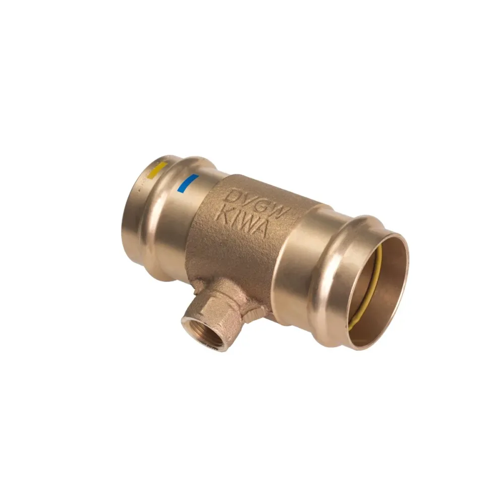 Tee Femmina Pressare Filettato Femmina Al Centro Bronzo 28 X 1" X 28 - avec Support Inclus