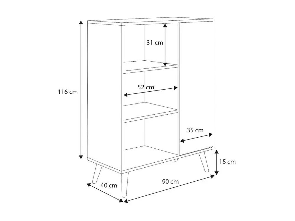 Vitrine FONDI SC90 1D 90x40x116 Manifeste naturel