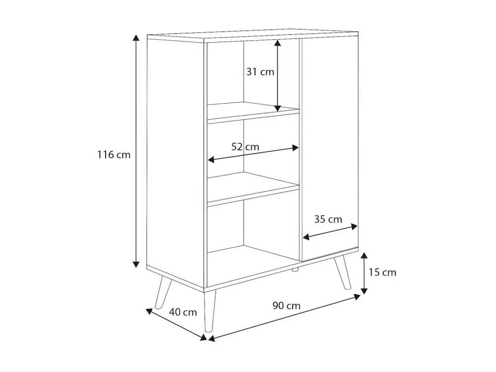 Vitrine FONDI SC90 1D 90x40x116 Net naturel