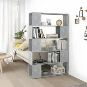 Bibliothèque de séparation Gris béton 100x24x155 cm Aggloméré