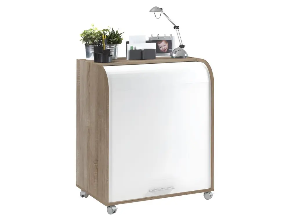 Bureau Informatique Chêne 1 Rideau - Coloris: Blanc Facile à assembler