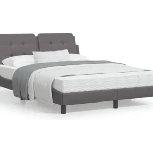 Cadre de lit avec lumières LED gris 140x190 cm similicuir avec rangement intégré