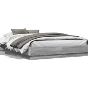 Design Modulable Cadre de lit avec lumières LED sonoma gris 140x190 cm