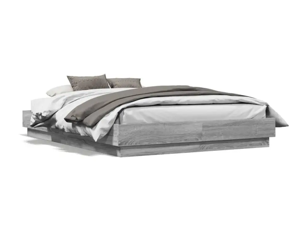 Design Modulable Cadre de lit avec lumières LED sonoma gris 140x190 cm