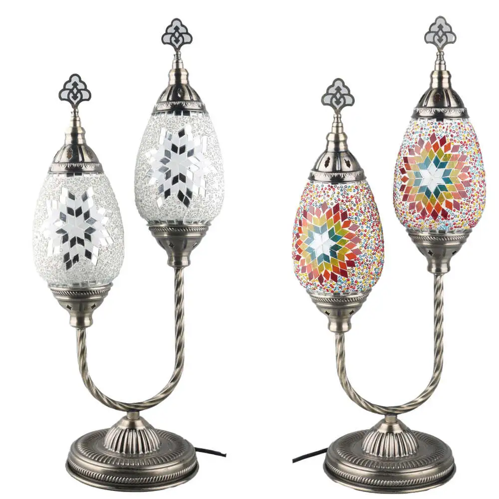 Desk lamp DKD Home Decor Crystal Mosaic Acier Multicolour Arab (24 x 1