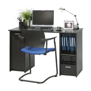 Ensemble compact Bureau aménagé à rideaux Noir - FENDY n°1