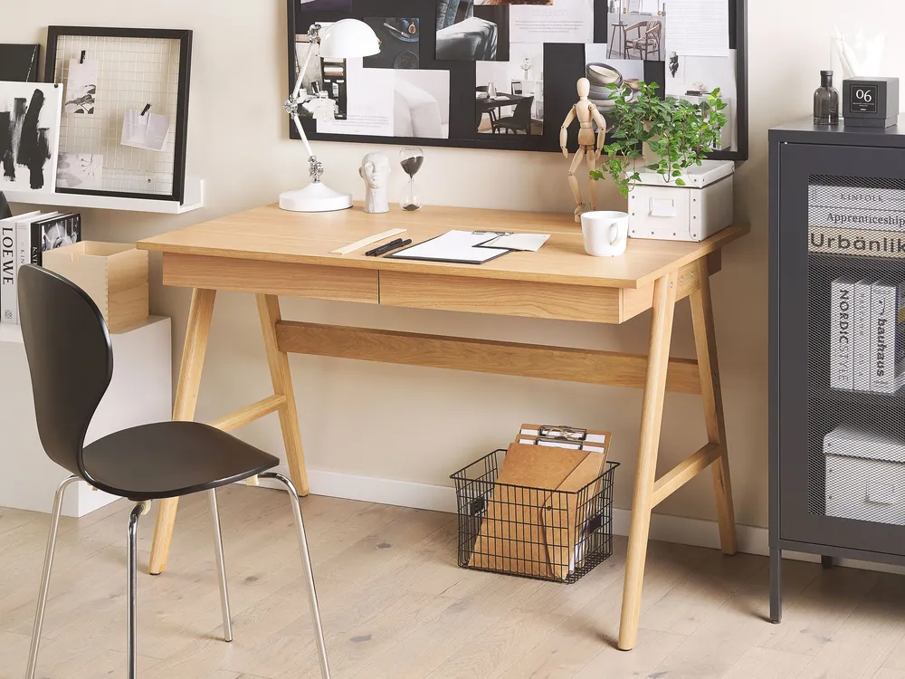 Ensemble design scandinave Home Office Desk Storage Light Wood SHESLAY