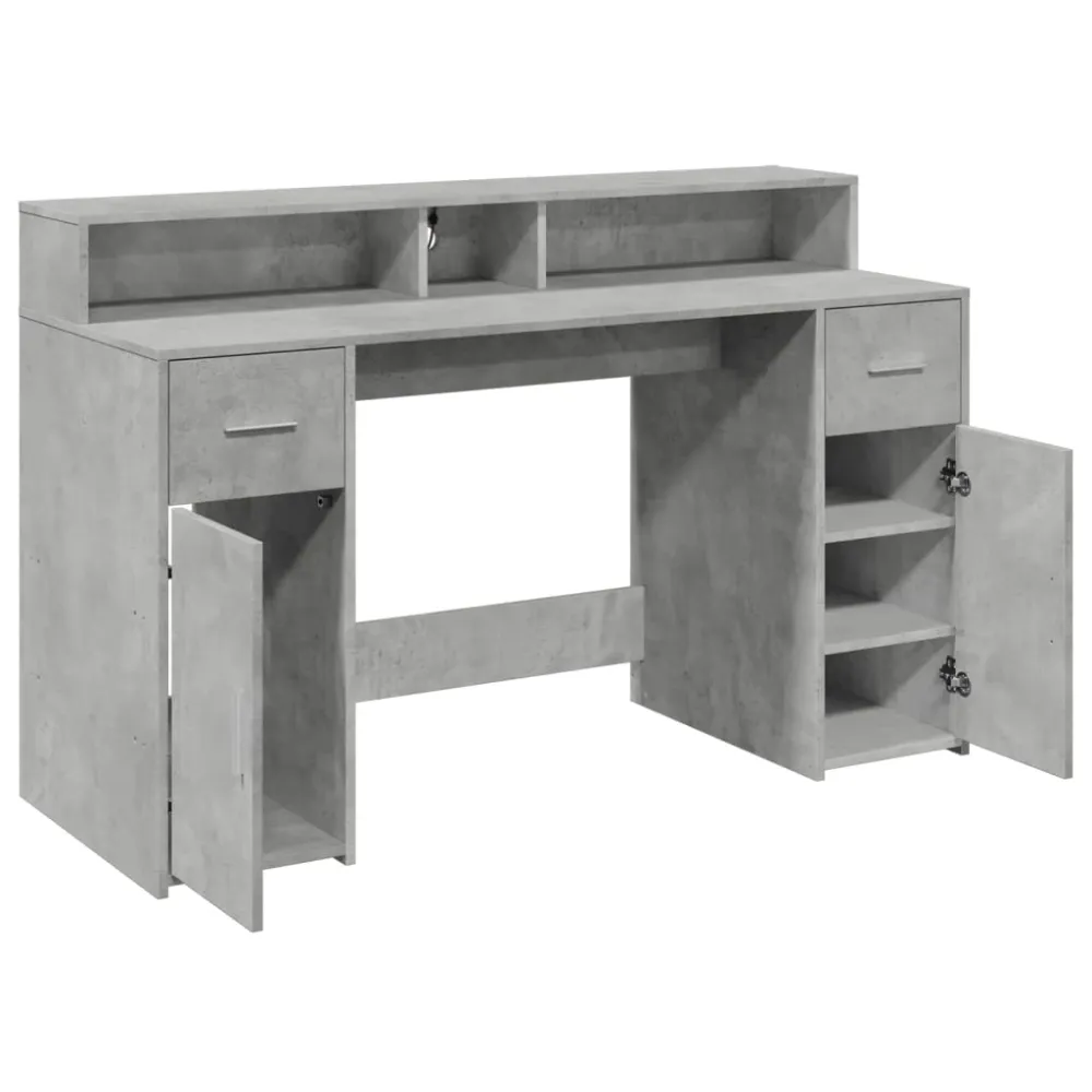 Ensemble ergonomique Bureau table poste de travail meuble d'ordinateur informatique étude et lumières LED 140 x 55 x 91cm...