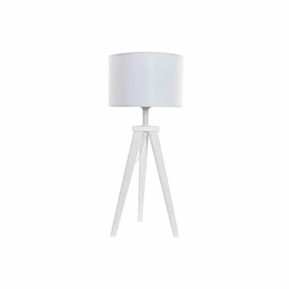 Ensemble L-shaped Lampe de bureau DKD Home Decor Blanc Tissu synthétique Bois 220 V 50 W (30 x 3