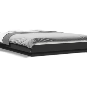 Ensemble modulable Cadre de lit avec lumières LED noir 140x190 cm bois ingénierie
