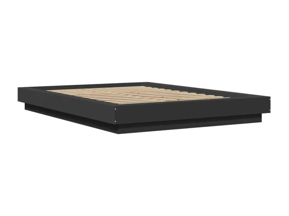 Ensemble modulable Cadre de lit avec lumières LED noir 140x190 cm bois ingénierie