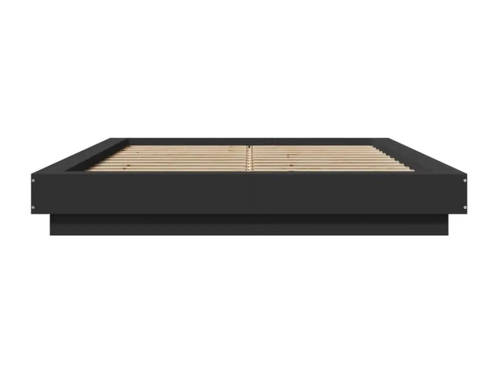Ensemble modulable Cadre de lit avec lumières LED noir 140x190 cm bois ingénierie