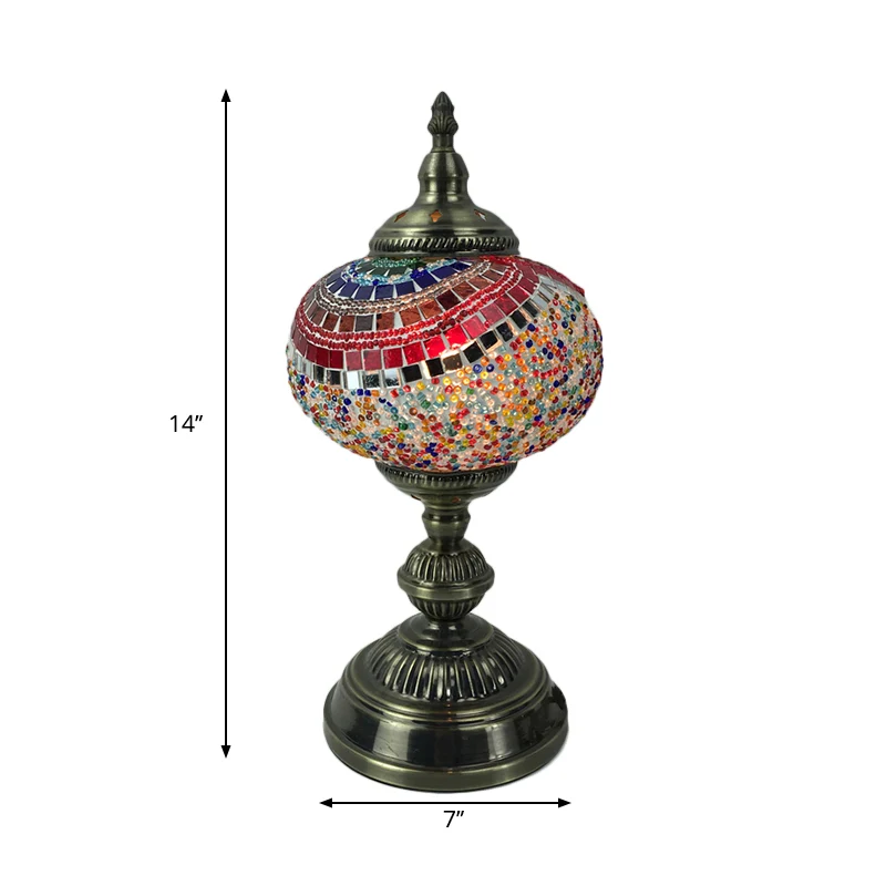 Lampe de bureau en verre coloré Global, éclairage typique à 1 tête pour le salon