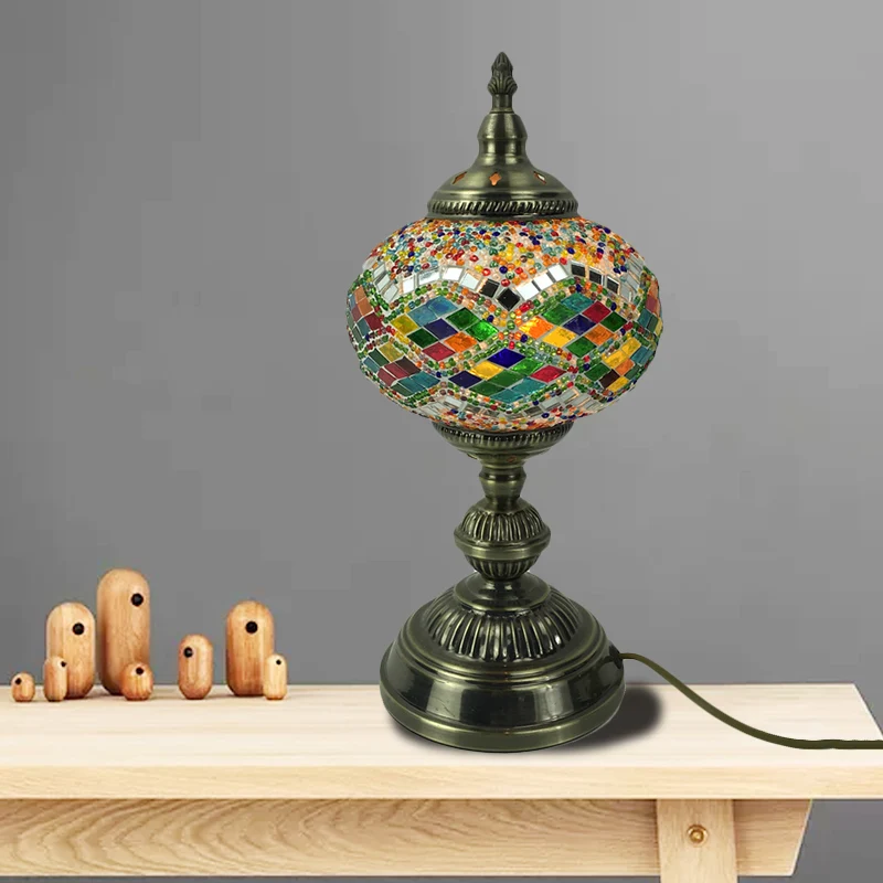 Lampe de bureau en verre coloré Global, éclairage ancestral à 1 tête pour le salon