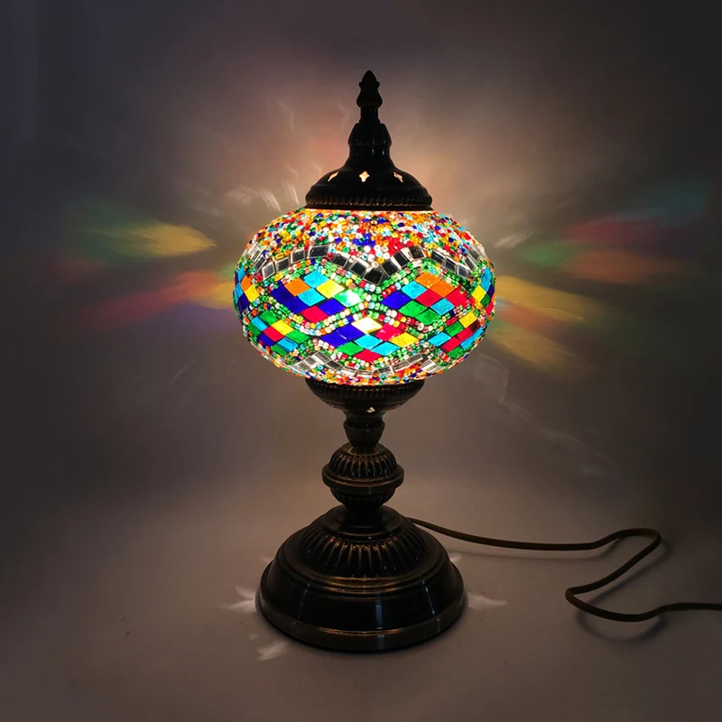 Lampe de bureau en verre coloré Global, éclairage ancestral à 1 tête pour le salon