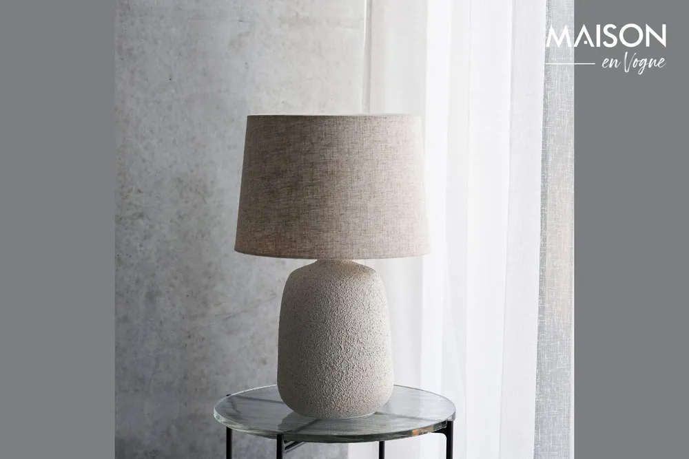 Lampe à poser en grès blanc Tana House Doctor - 46cm Certifié FSC