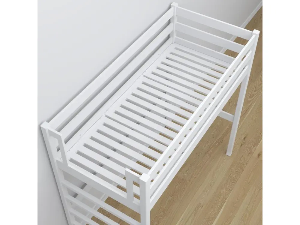 Lit mezzanine en bois - avec bureau N01 Blanc 120x200 pour télétravail