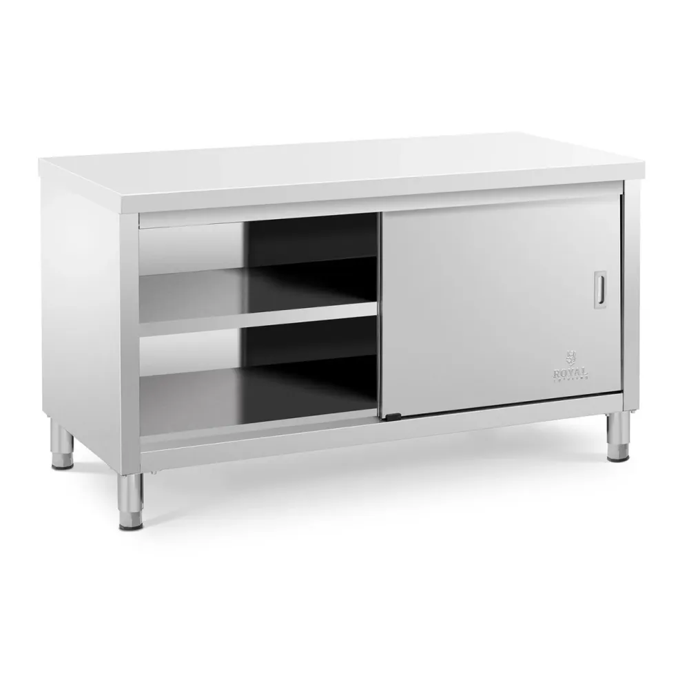 Meuble bas inox cuisine professionnel 150 x 70 x 85 cm capacité de 600 kg 14_0002481 pour télétravail