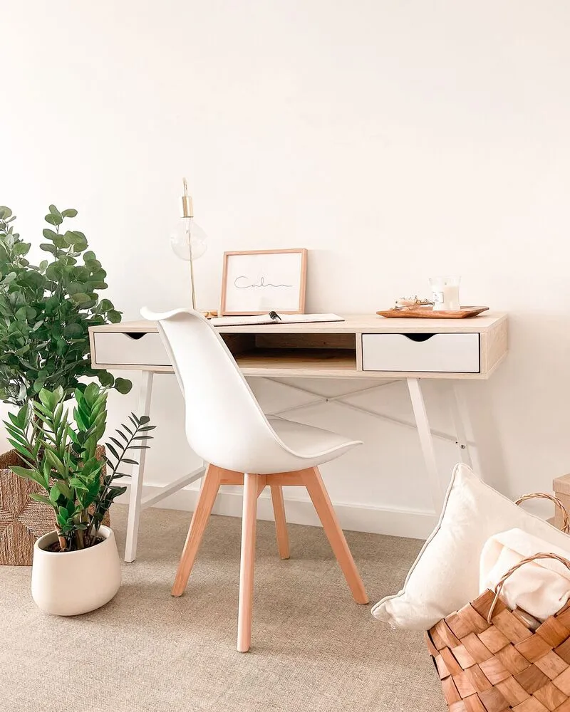 Table de bureau Bois évident CLARITA en Chêne clair