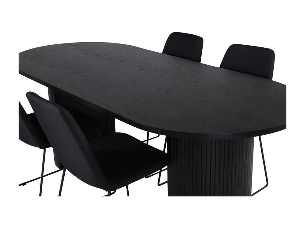 BiancaBL ensemble table, table noir et 4 Muce chaises noir. pour télétravail