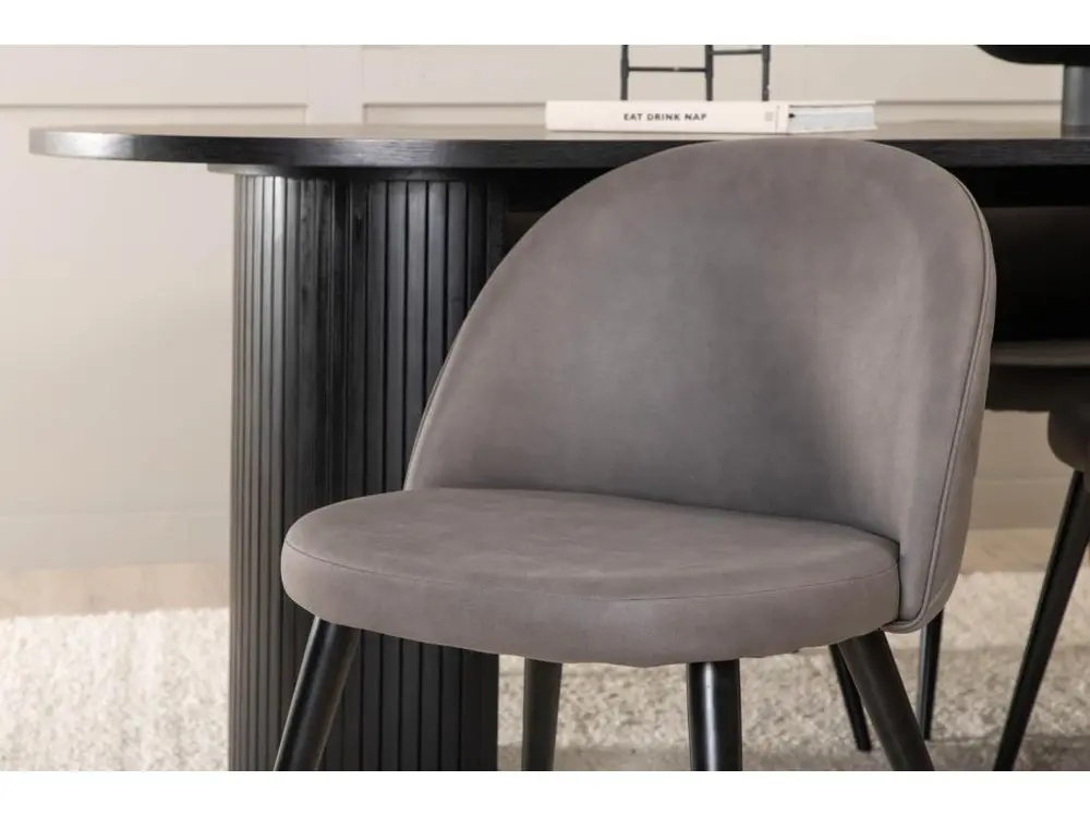 BiancaBL ensemble table, table noir et 4 Tissu doux Stitches chaises gris. pour télétravail