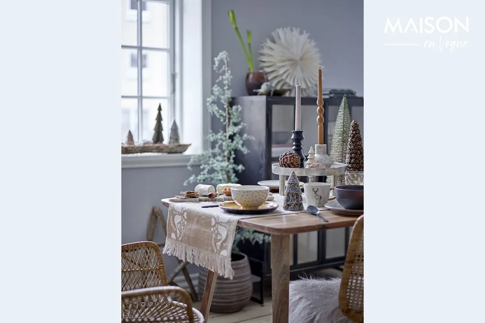 Bureau assis-debout Chemin de table en coton Paule Bloomingville - 165cm