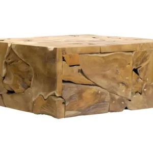 Bureau assis-debout Table basse carrée L.100 cm avec assemblage de bois de teck - TEKKU