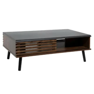 Bureau à compartiments intégrés Table basse en bois effet noyer 100 x 60 x h 37 cm