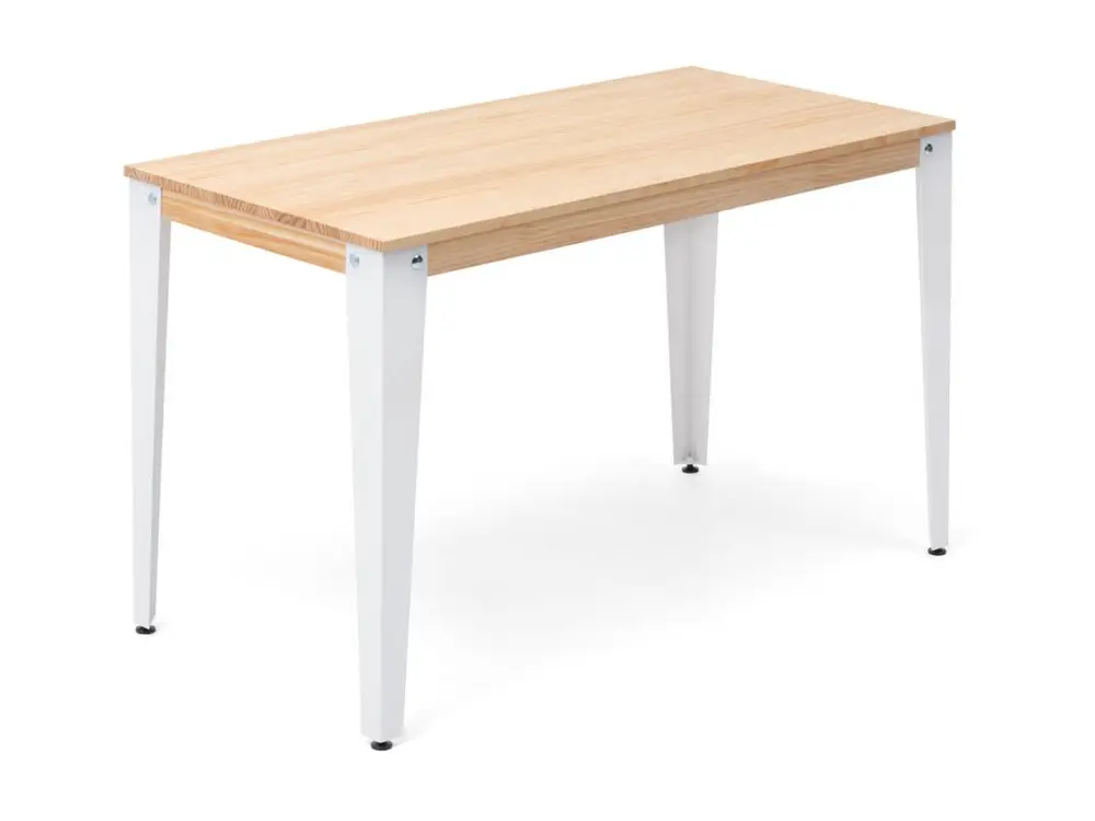Bureau à compartiments intégrés Table bureau Lunds 140x60x75cm Blanc-Naturel. Box Furniture