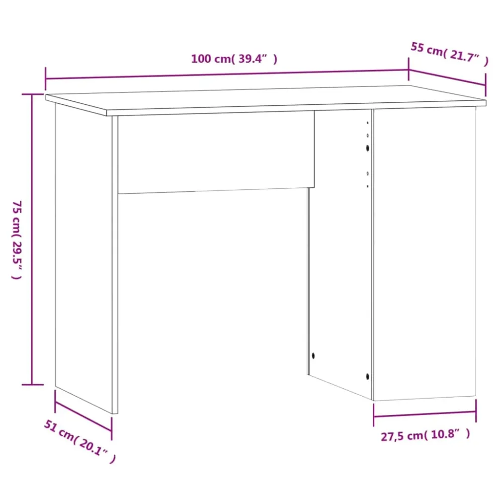 Bureau Professionnel Bureau table poste de travail meuble d'ordinateur informatique étude 100 x 55 x 75 cm bois d'ingénier...