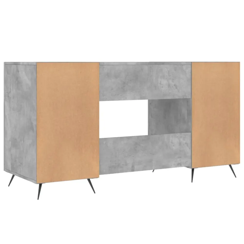 Bureau table poste de travail meuble d'ordinateur informatique étude 140 x 50 x 75 cm bois d'ingénierie gris 02_0023839 fa...