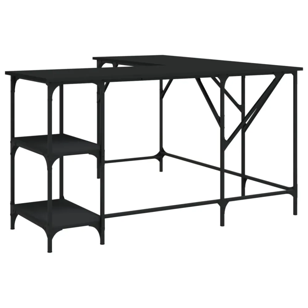Bureau table poste de travail meuble d'ordinateur informatique étude 139 x 139 x 75 cm bois d'ingénierie noir 02_0023903 |...