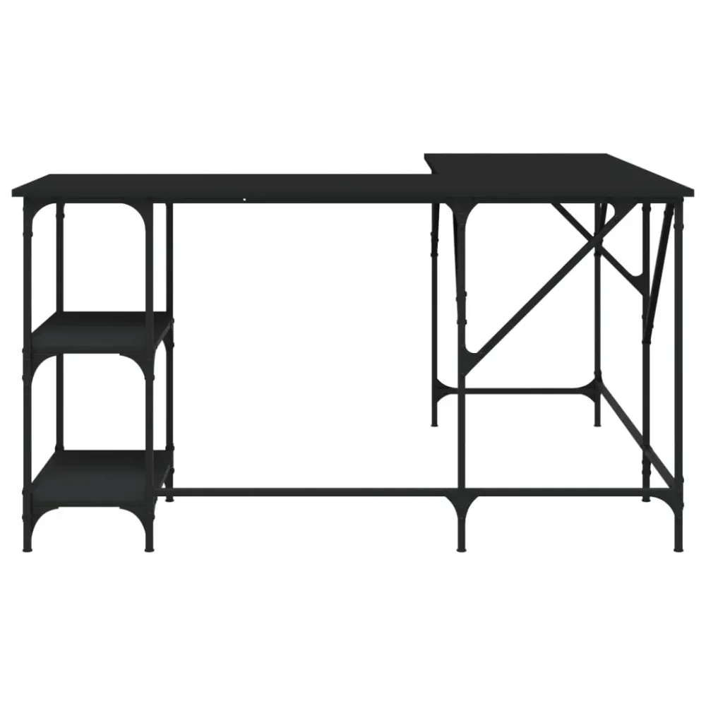 Bureau table poste de travail meuble d'ordinateur informatique étude 139 x 139 x 75 cm bois d'ingénierie noir 02_0023903 |...