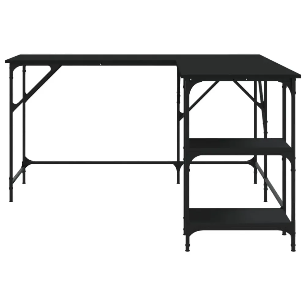 Bureau table poste de travail meuble d'ordinateur informatique étude 139 x 139 x 75 cm bois d'ingénierie noir 02_0023903 |...