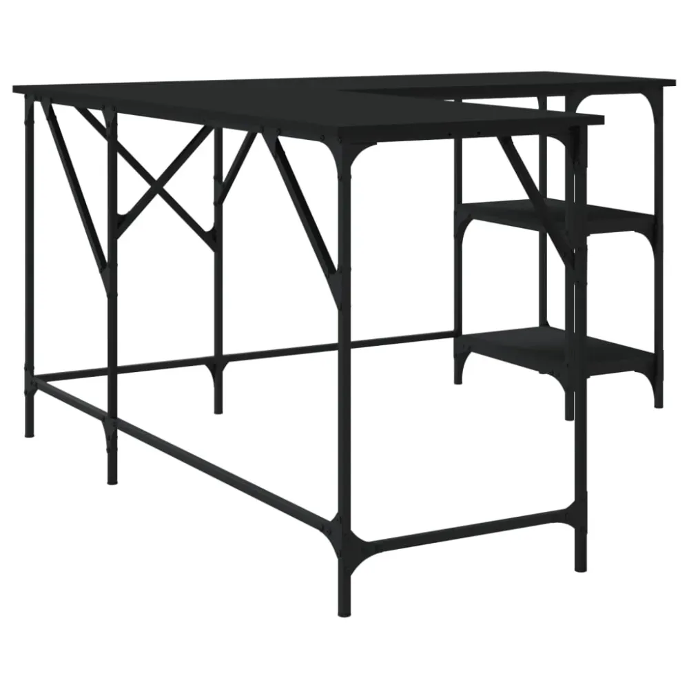 Bureau table poste de travail meuble d'ordinateur informatique étude 139 x 139 x 75 cm bois d'ingénierie noir 02_0023903 |...