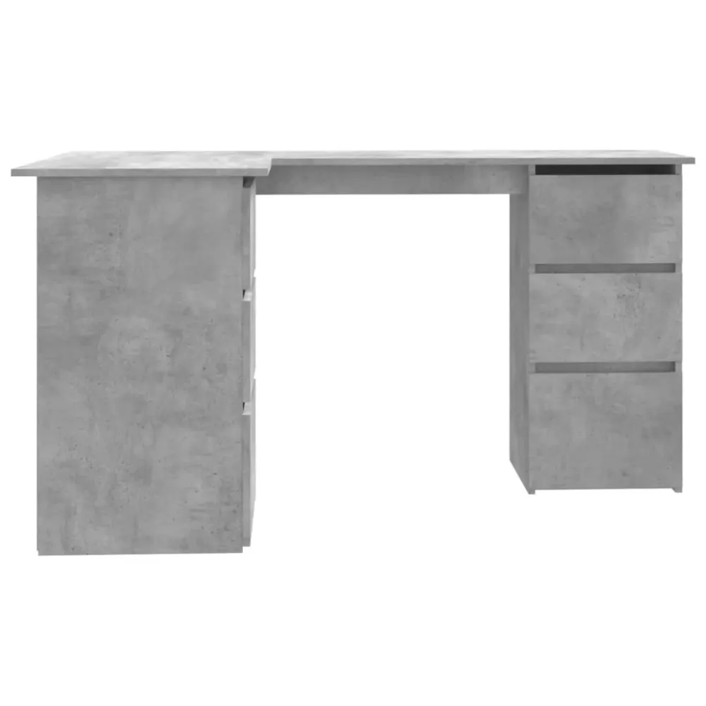 Bureau table poste de travail meuble d'ordinateur informatique étude d'angle 145 x 100 x 76 cm bois d'ingénierie gris 02_0...