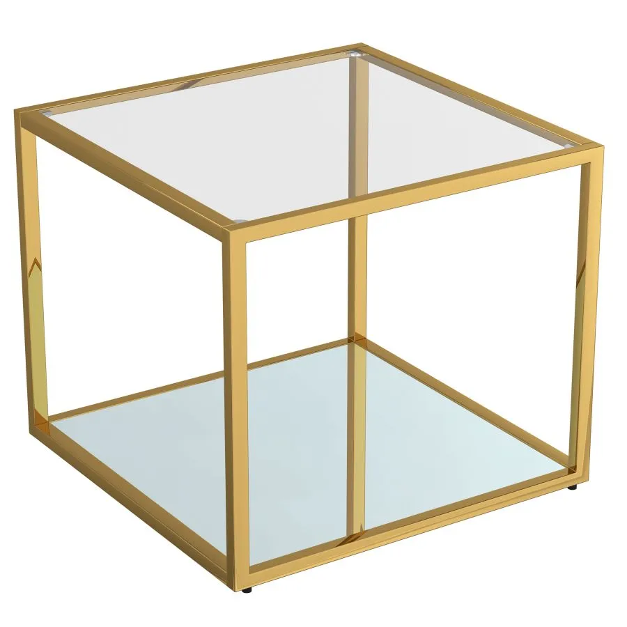 Casini Grande Table Basse CarréE En Or avec plateau en chêne massif