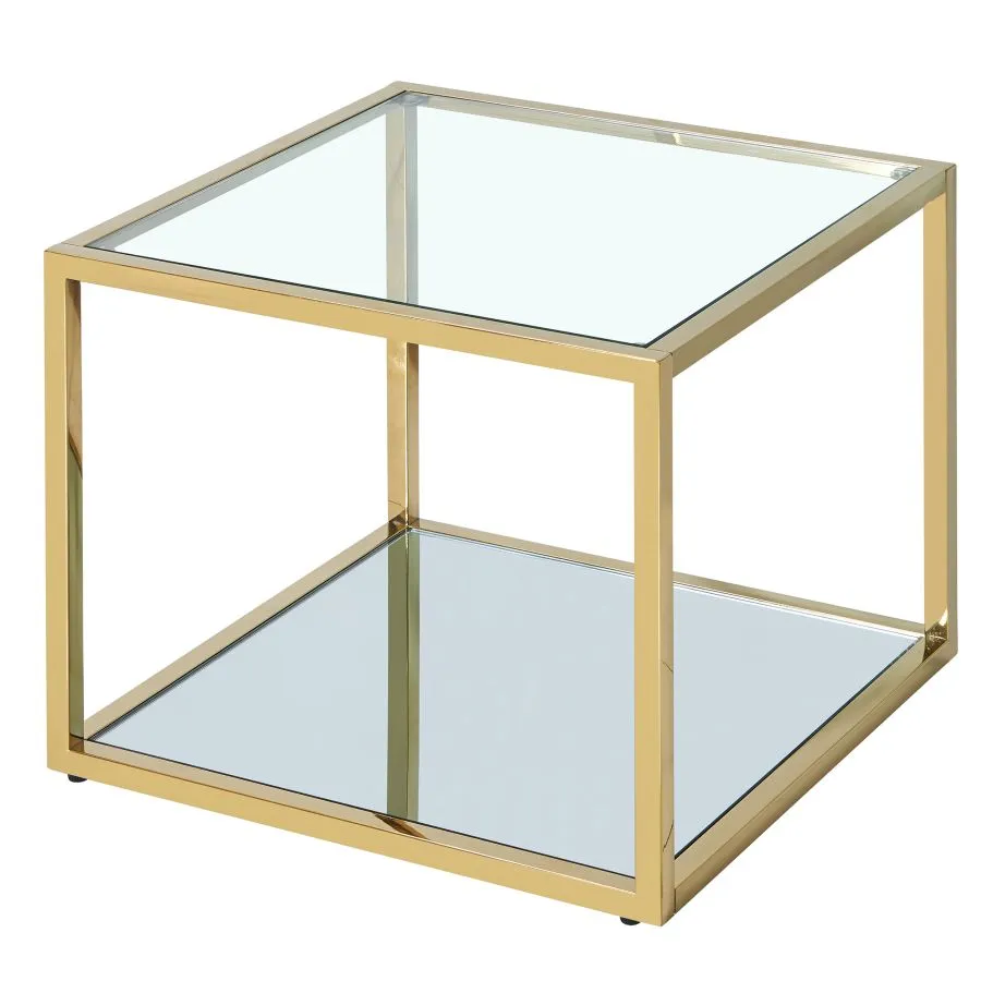 Casini Grande Table Basse CarréE En Or avec plateau en chêne massif