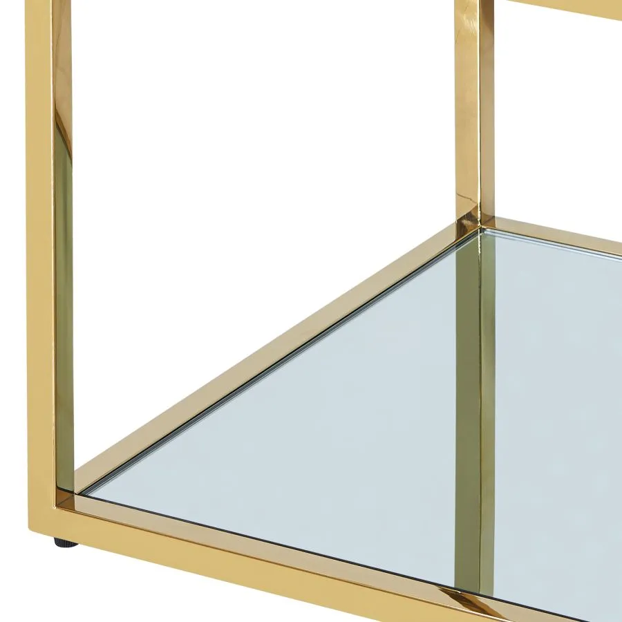 Casini Grande Table Basse CarréE En Or avec plateau en chêne massif