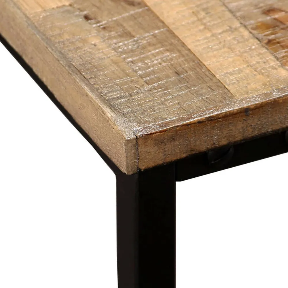 Ensemble de deux table basse en teck massif récupération marron et acier DEC031253 pour espace limité