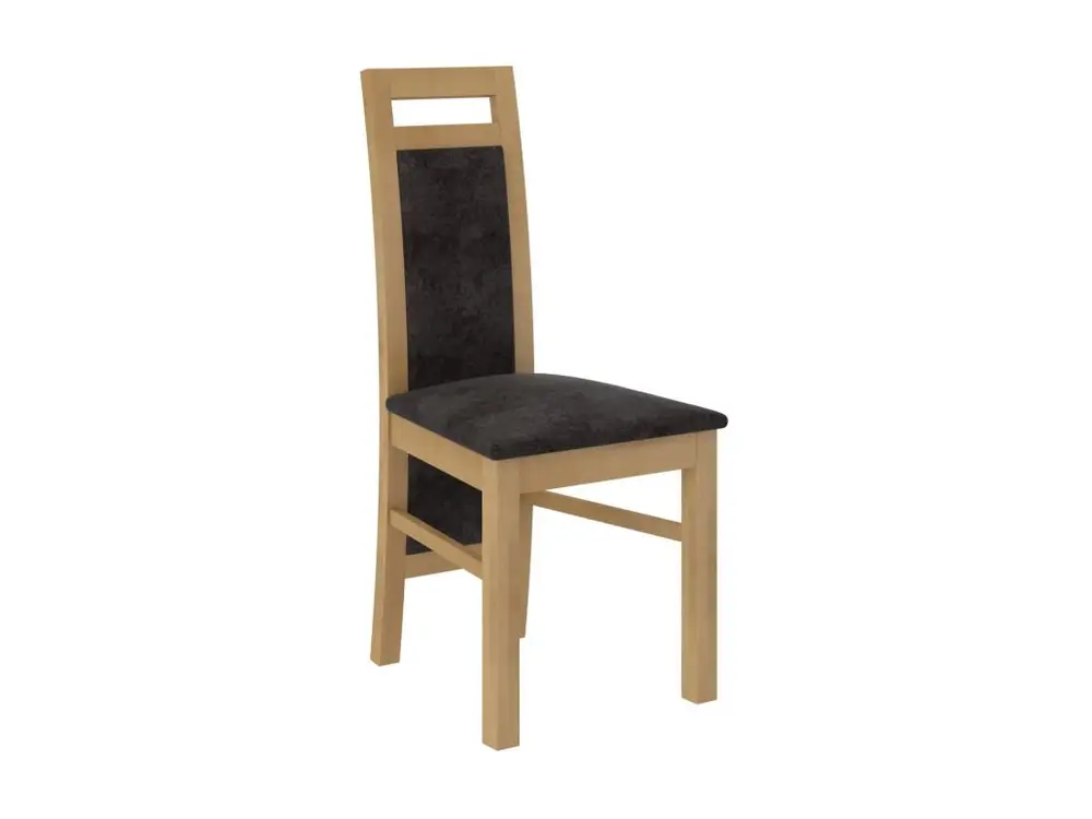 Ensemble table extensible 140-180cm et 6 chaises en bois de hêtre et tissu gris profond Mouka