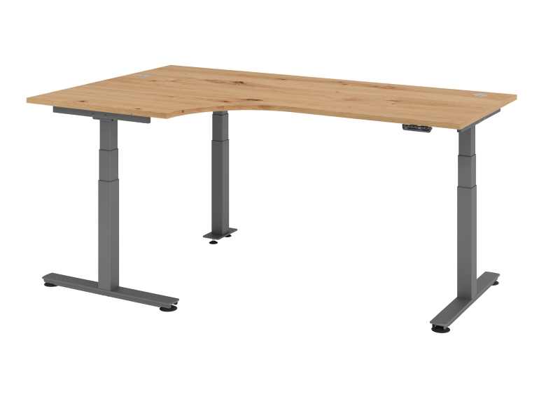 Hammerbacher table d'angle assis-debout électrique 200x120cm 90° chêne noueux VXDSM82/R/G obtenir à bas prix