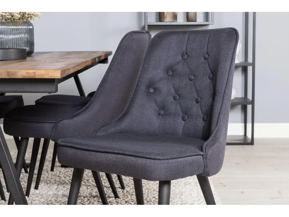 Jakarta ensemble table, table teck et 6 En velours Deluxe chaises noir.