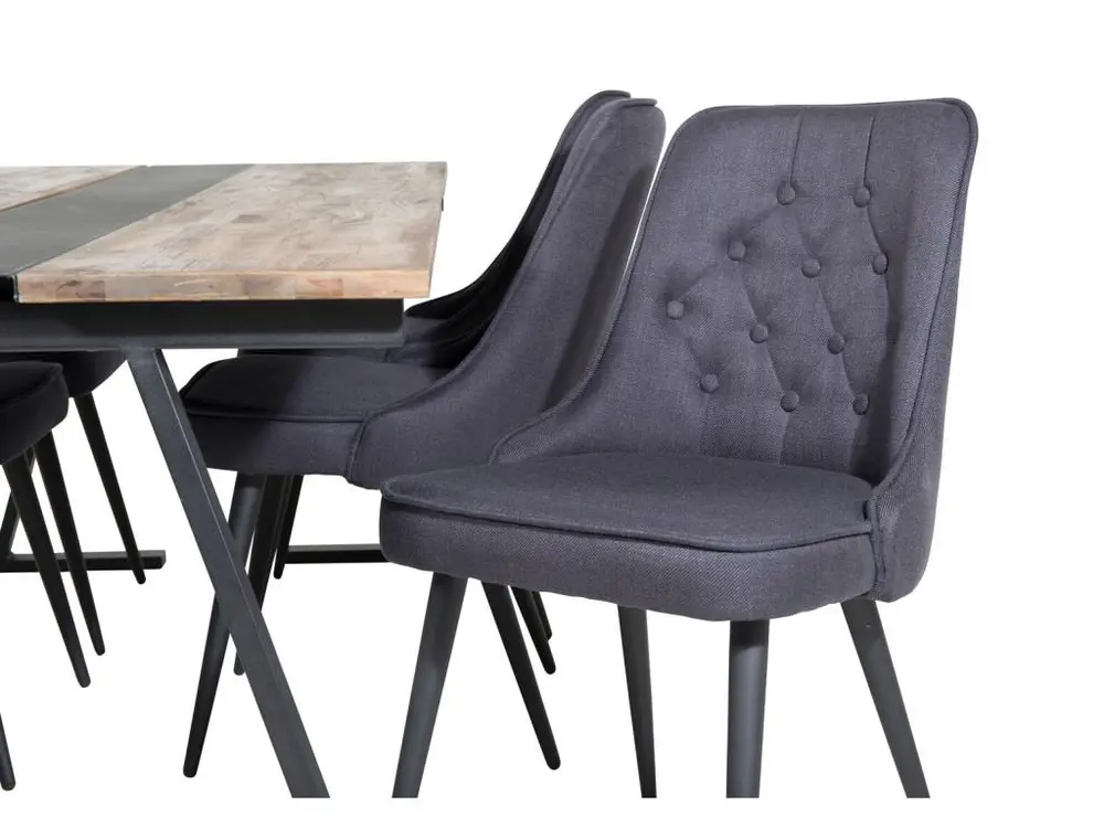 Jakarta ensemble table, table teck et 6 En velours Deluxe chaises noir.