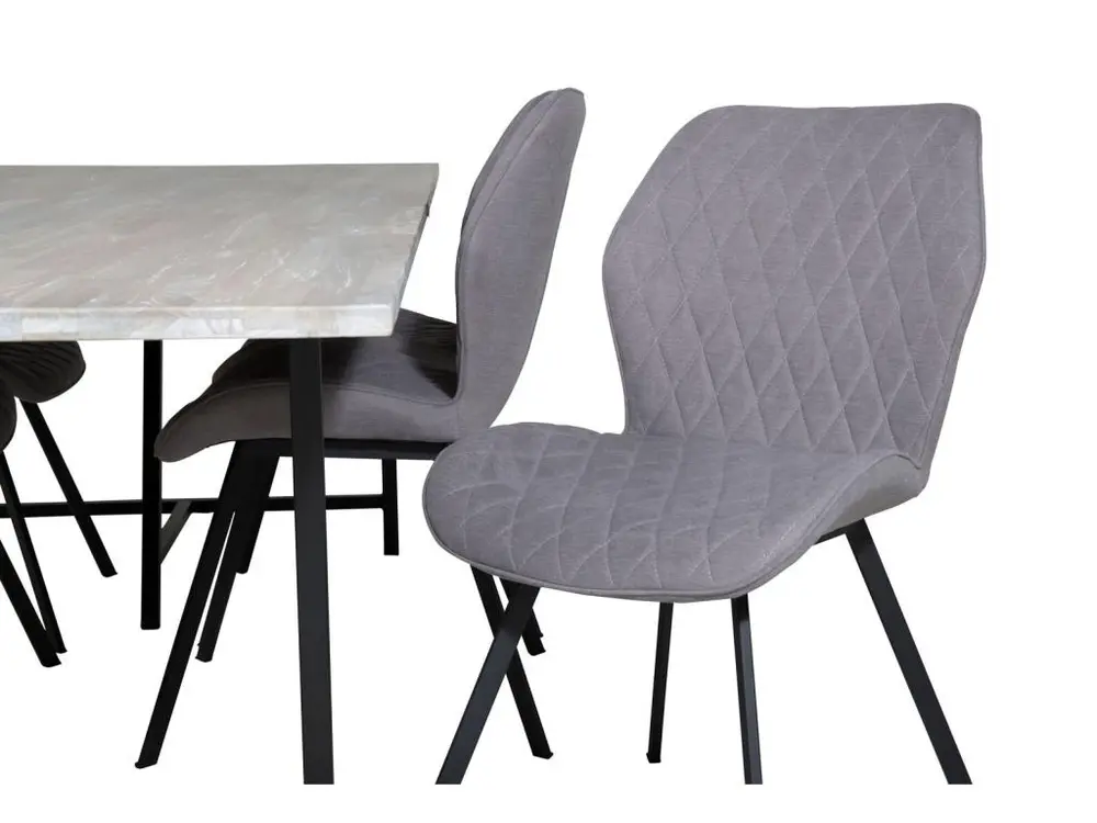 Jepara ensemble table, table teck et 6 Gemma chaises gris. en mélaminé haute résistance