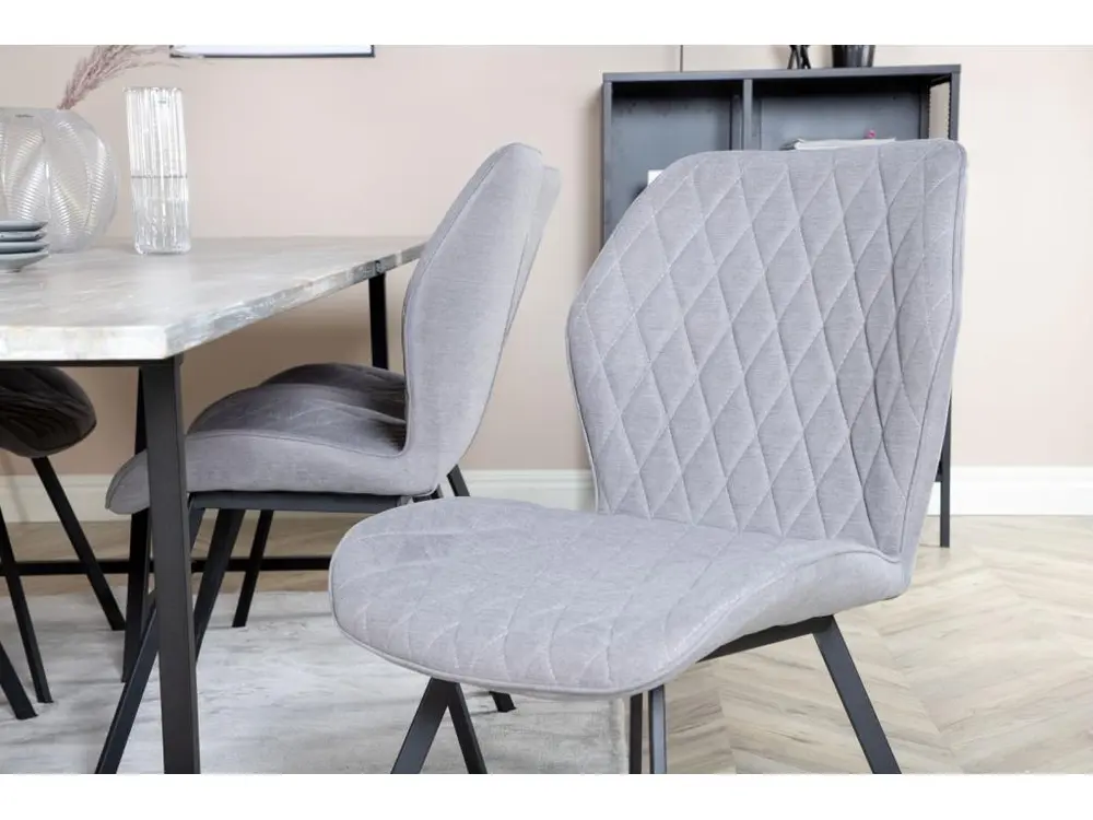 Jepara ensemble table, table teck et 6 Gemma chaises gris. en mélaminé haute résistance