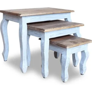 Plateforme réglable en hauteur Ensemble de tables gigognes 3 pcs Bois de récupération massif